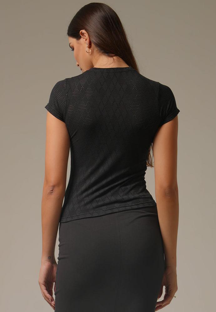 Holy Woman Atasan Rajut Lengan Pendek Basic Knit Short Sleeve