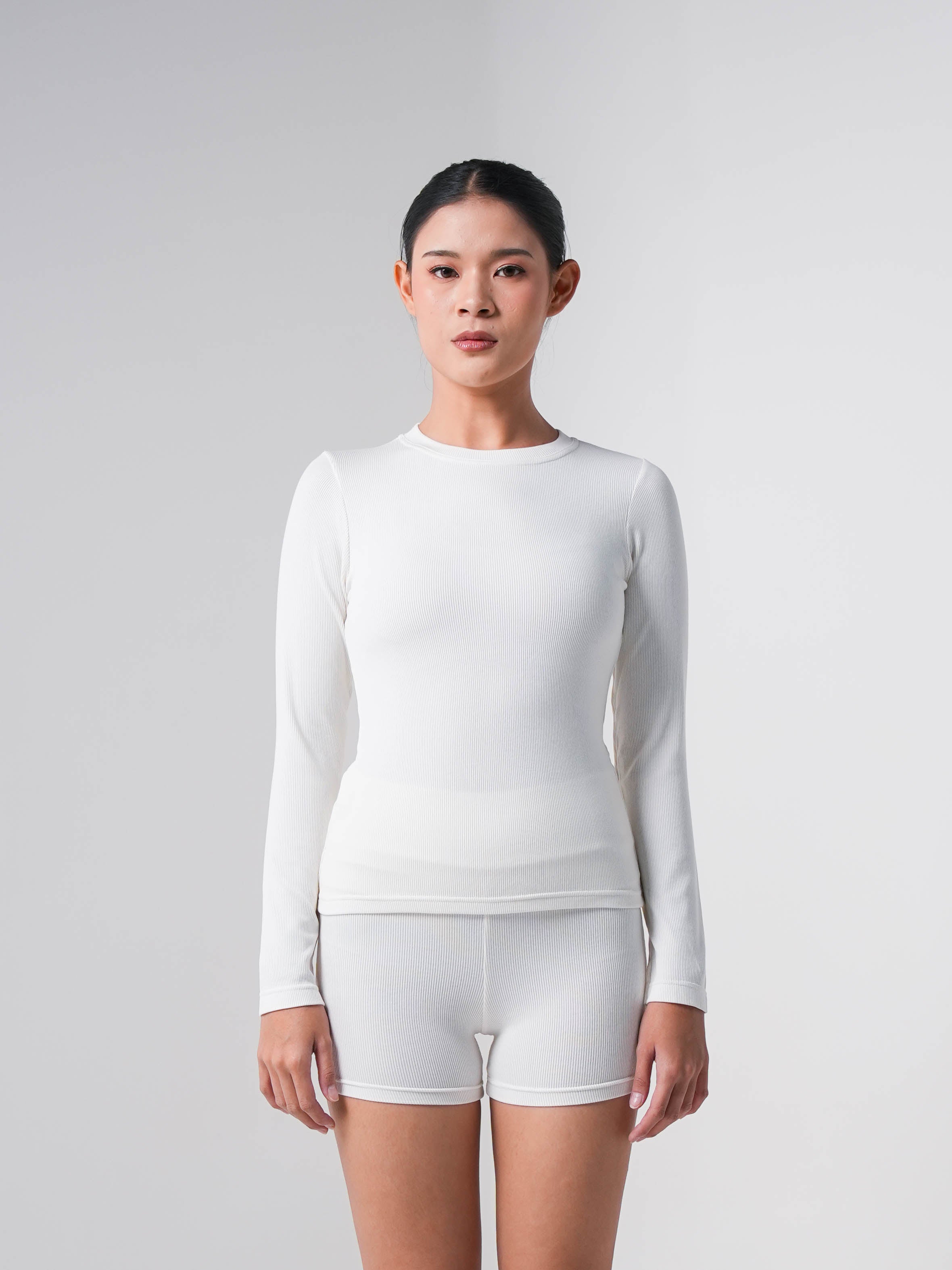 Holy Woman Atasan Kaos Olahraga Lengan Panjang Wanita Ribbed Long Sleeve T-Shirt