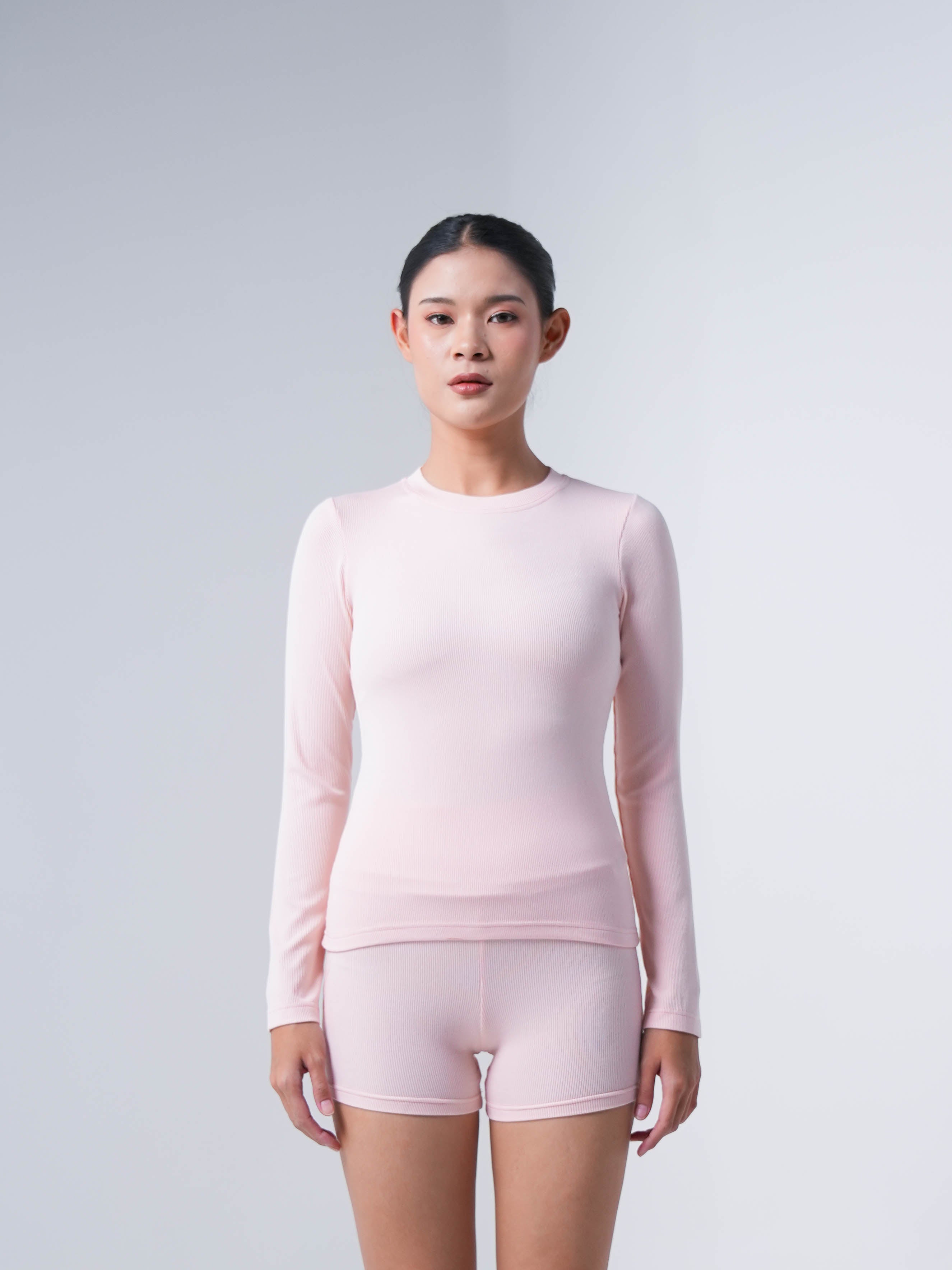 Holy Woman Atasan Kaos Olahraga Lengan Panjang Wanita Ribbed Long Sleeve T-Shirt