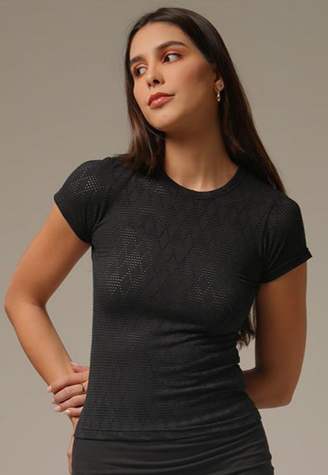 Holy Woman Atasan Rajut Lengan Pendek Basic Knit Short Sleeve