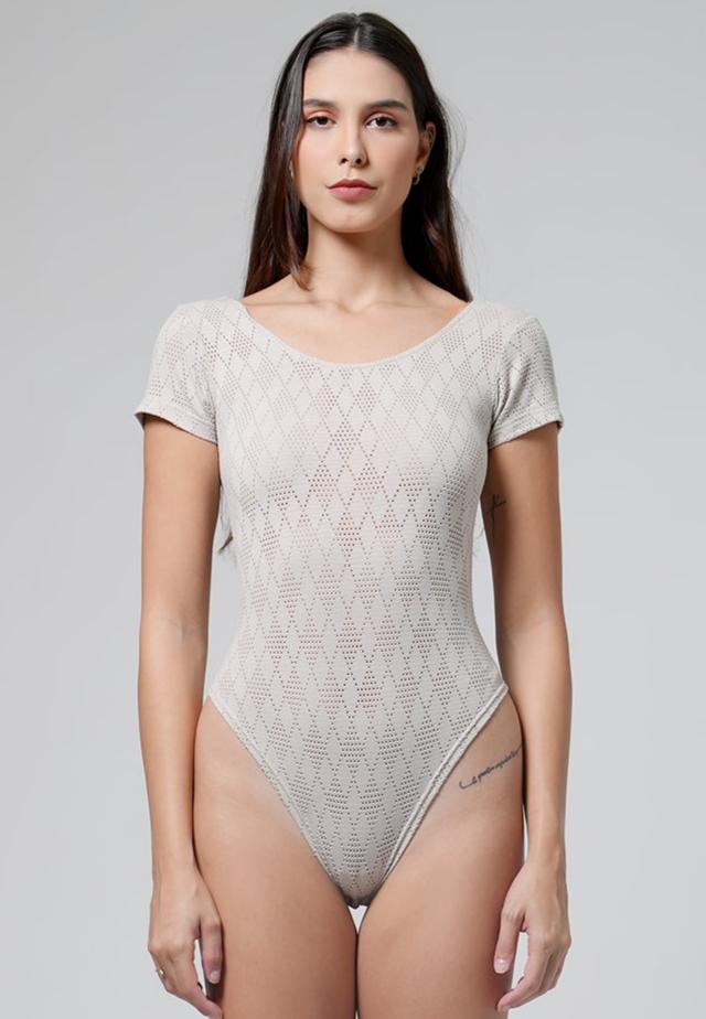 Holy Woman Bodysuit Rajut Lengan Pendek Short Sleeve Scoop Neck Bodysuit