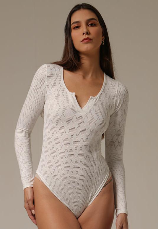 Holy Woman Bodysuit Rajut Lengan Panjang Long Sleeve Scoop Neck Bodysuit