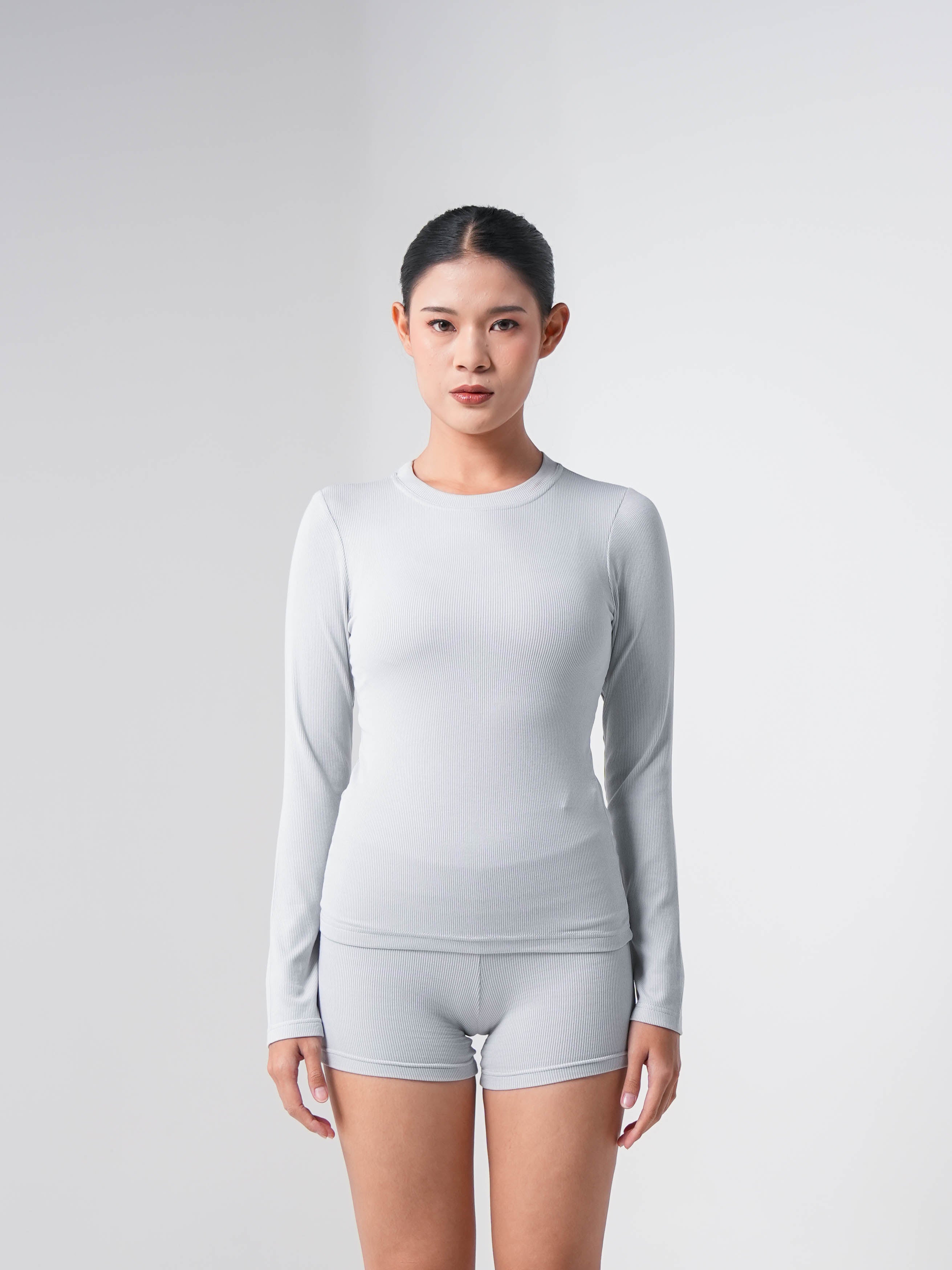 Holy Woman Atasan Kaos Olahraga Lengan Panjang Wanita Ribbed Long Sleeve T-Shirt