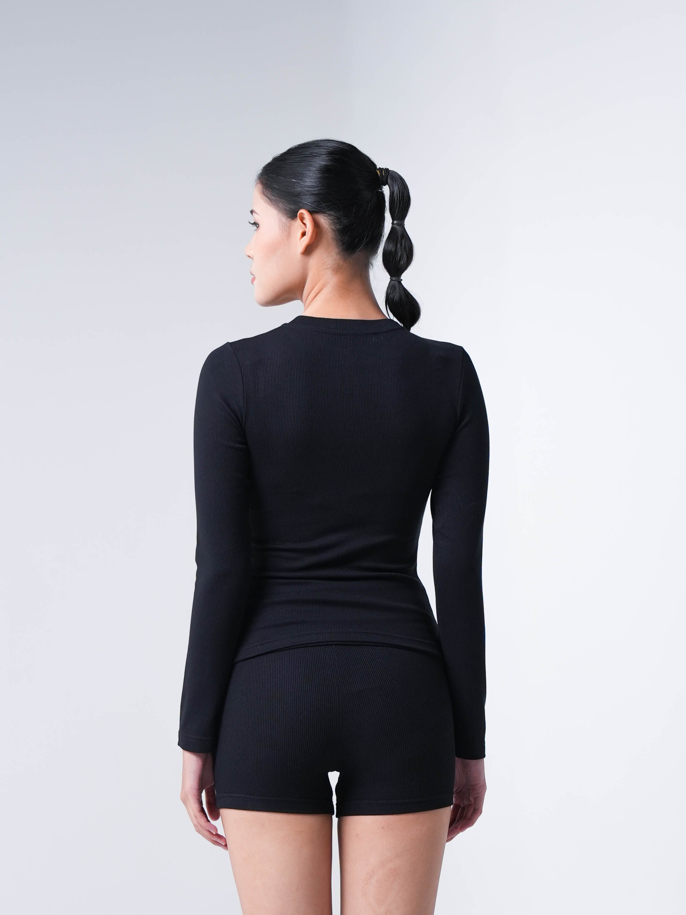 Holy Woman Atasan Kaos Olahraga Lengan Panjang Wanita Ribbed Long Sleeve T-Shirt