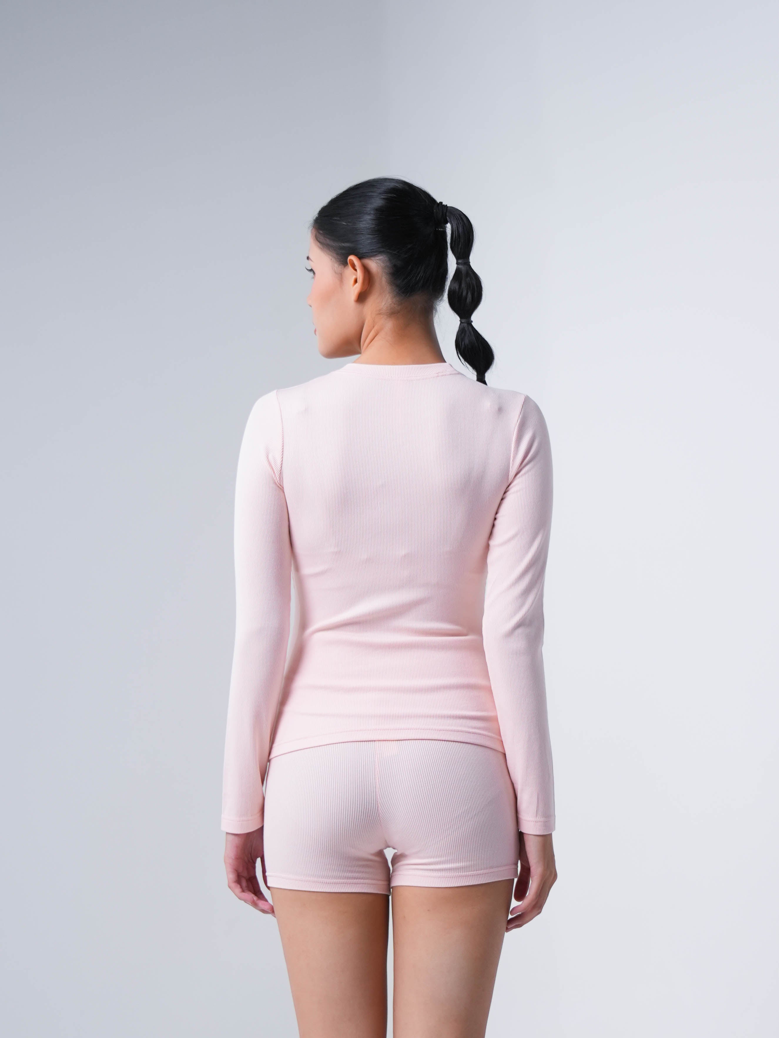 Holy Woman Atasan Kaos Olahraga Lengan Panjang Wanita Ribbed Long Sleeve T-Shirt